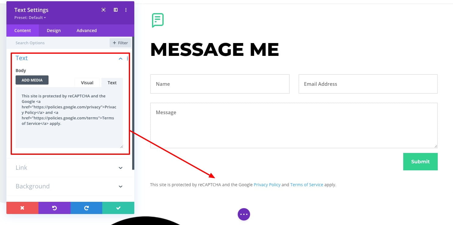 Add Google reCAPTCHA text to your Divi Contact Form Add Google reCAPTCHA text to your Divi Contact Form