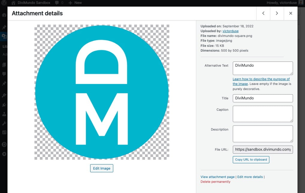 Adding alt text in the WordPress media library