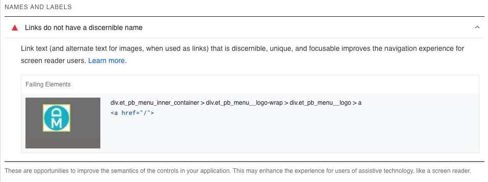 Links do not have a discernible name
