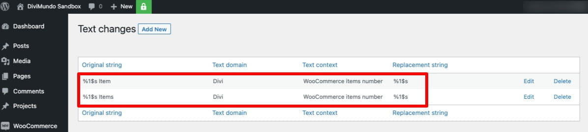 Change the cart Items text in the Divi Change the cart Items text in the Divi