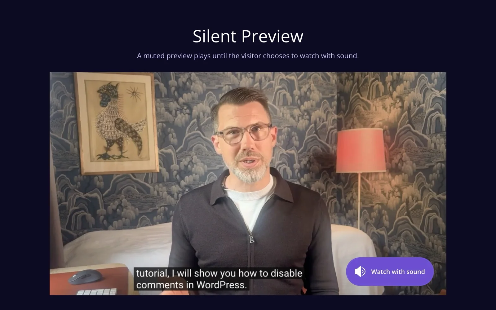 A muted preview playing with a Watch with sound button